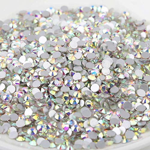Image of beadsland Flat Back Crystal Rhinestones Round Gems for Nail Art and Craft Glue Fix, CrystalAB (6.4-6.6mm) SS30 /288pcs