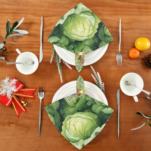 Servilletas reutilizables cuadradas de poliéster verde set x4 miniatura 5