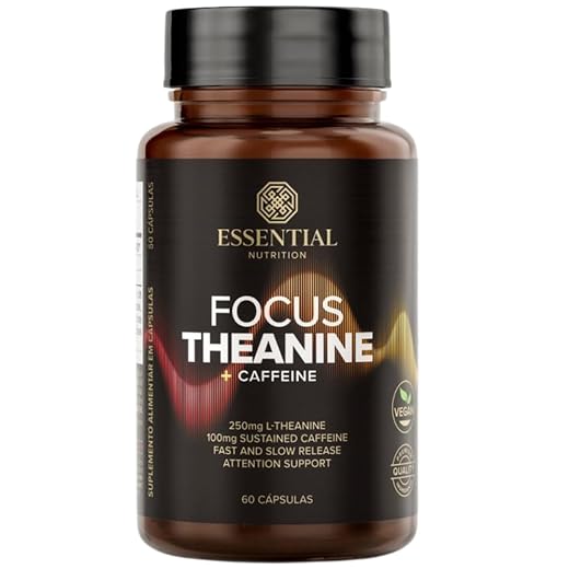 Essential Nutrition - Focus Theanine - 250mg L-Teanina + 100mg Cafeína de rápida e lenta absorção