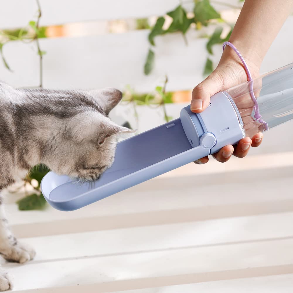 Borraccia Portatile per Animali Domestici da 420 Ml Ciotola Pieghevole per Cani A Tenuta Stagna Tazza da Viaggio All'aperto Cani Gatti,Bianca