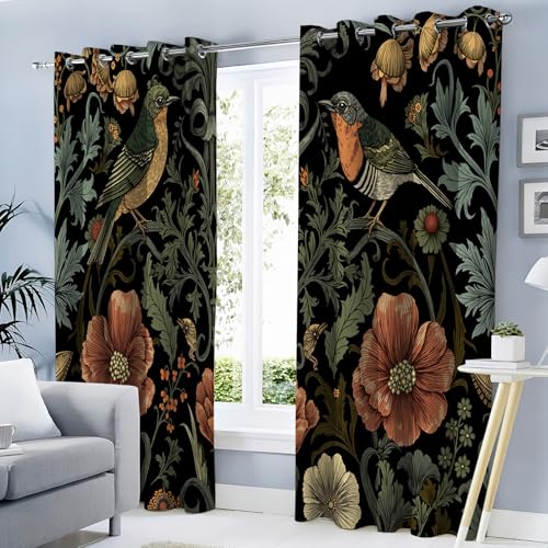 Rideaux isolants thermiques champêtres vert olive 140x225 cm