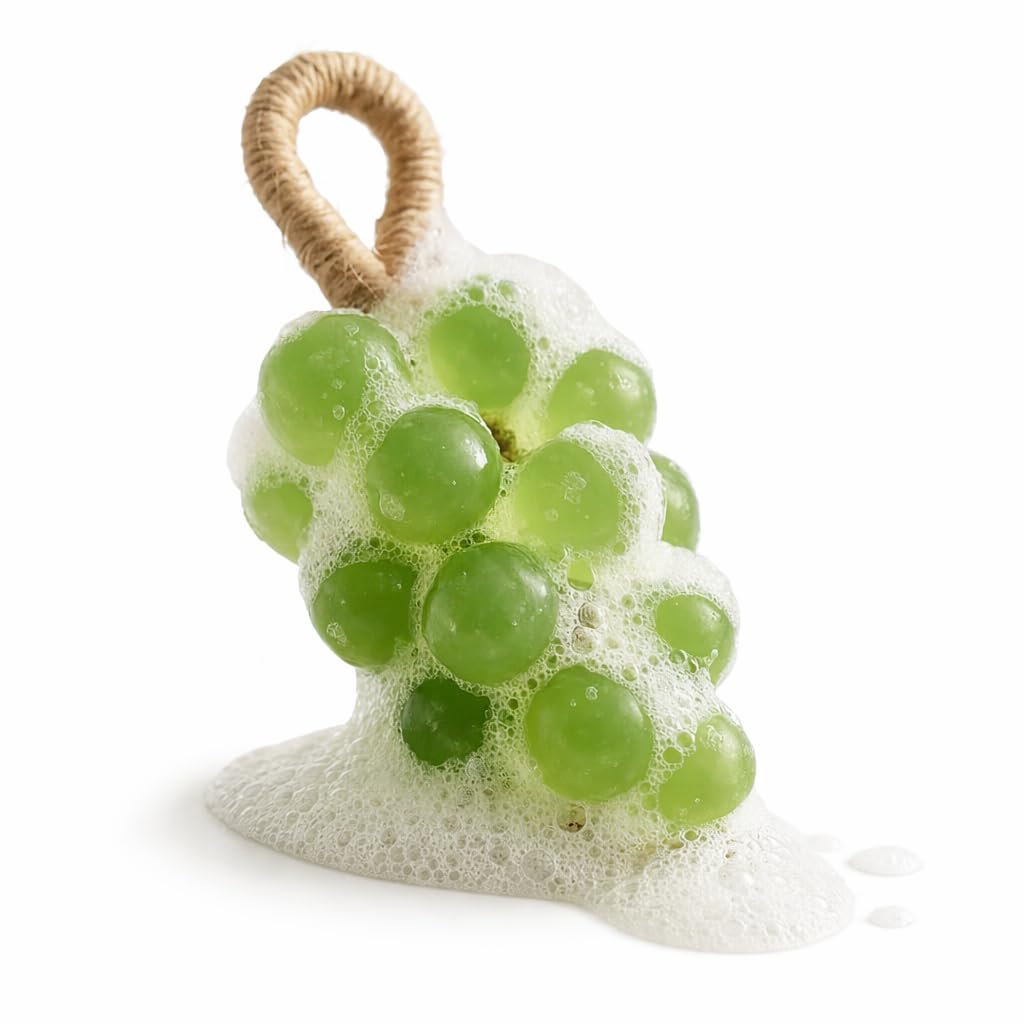 Grape Shaped Soap on Rope with Natural Jute Cord, Decorative Handmade Bar Soap with Wooden Tray, 200g (1, GREEN)-picture-51