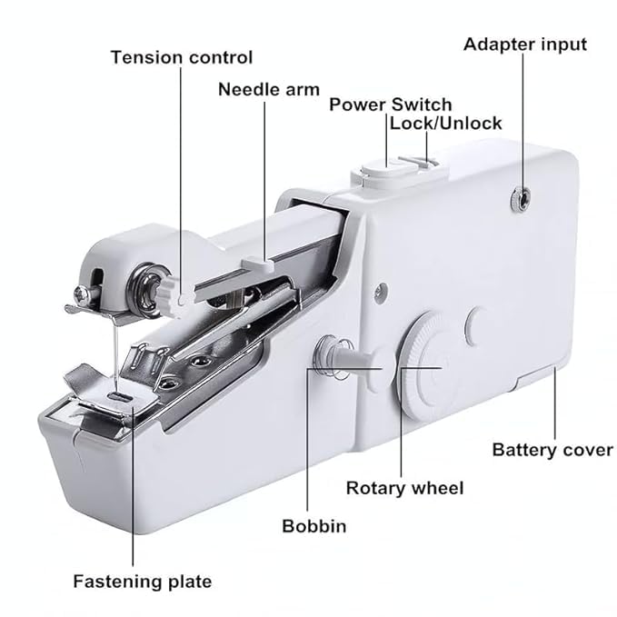 BBD kitchen shop Electric Handy Stitch Mini Handheld Sewing Machine Portable Stapler Style Sewing Machine for Home Tailoring, Emergency Stitching, and Quick Repairs (Multicolor)