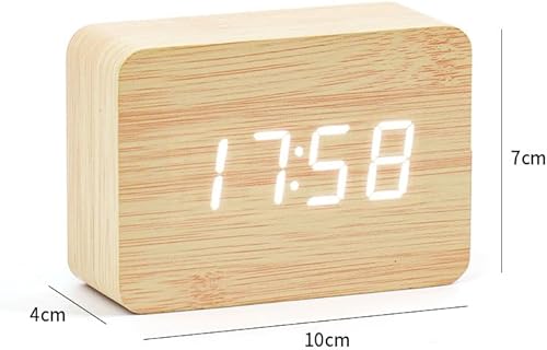 Miniatura 5 de Fancial Reloj despertador digital LED de apariencia de madera con 3 ajustes de brillo y 3 modos de alarma de 3.9 x 2.8 x 1.6 in