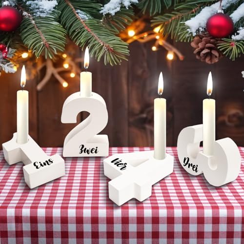 Adventszahlen Kerzenhalter,1-4 Zahlen Kerzenständer aus Holz,...