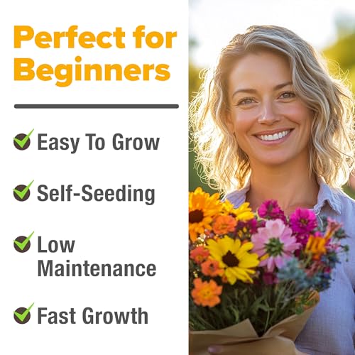 Image of HOME GROWN USA Native Wildflower Seeds Bulk Mix | 49,100+ Non-GMO Annual Flower Seed for Planting | 21 Varieties for Bee & Butterfly Garden Pack | 2 oz