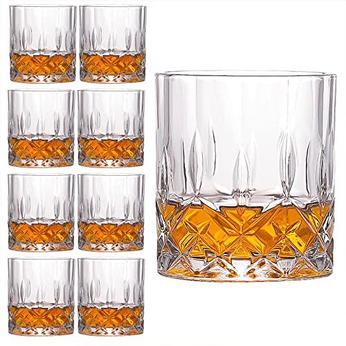 Touwmx Old Fashioned Whiskey Glasses, 10 Oz Scotch Glasses Set Of 8, Rocks Glasses Style Glassware For Cocktail Bourbon Lovers Rum Glasses Bar Whiskey Glasses #TOP8