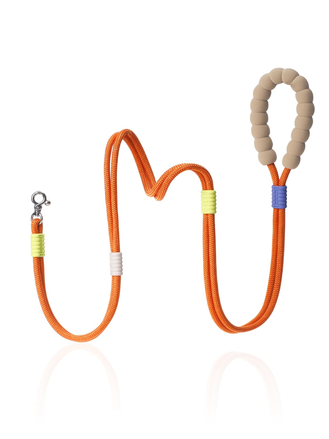 Two-Part Tow Dog Rope Leash with Comfortable Padded Handle 5 FT Nylon Dogs Leashes for Small Dogs (Orange)