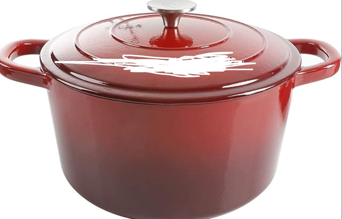 7 Quart Round Cast Iron Dutch Oven in Scarlet Red