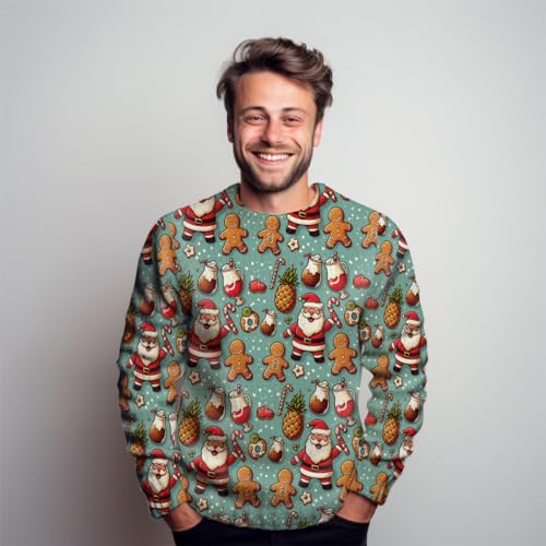 Christmas Sweater for Women, Men's Santa Claus Sweatshirt, Crewneck Ugly Christmas Sweaters (HN-SW12)4