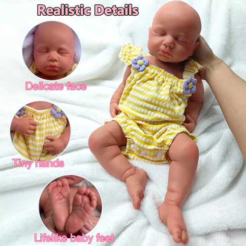 Oppaionaho 50,8 cm Ganzkörper-Puppe aus solidem Silikon, Reborn-Puppe, Mädchen, 3D-bemalt, Neugeborene, Babypuppe, die echt schlafende Babys aussehen 03 – Bild 4