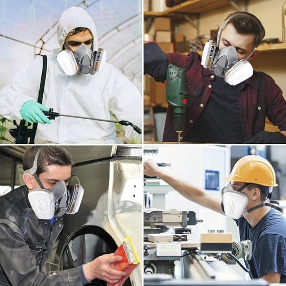 ISEAU Reusable Respirator Mask, Reusable Half Face Cover Gas Mask with Safety Glasses, Anti-Gas, Anti-Dust, Filters for Painting, Welding, Polishing, Woodworking, Epoxy Resin and DIY Project - Image 7 thumbnail