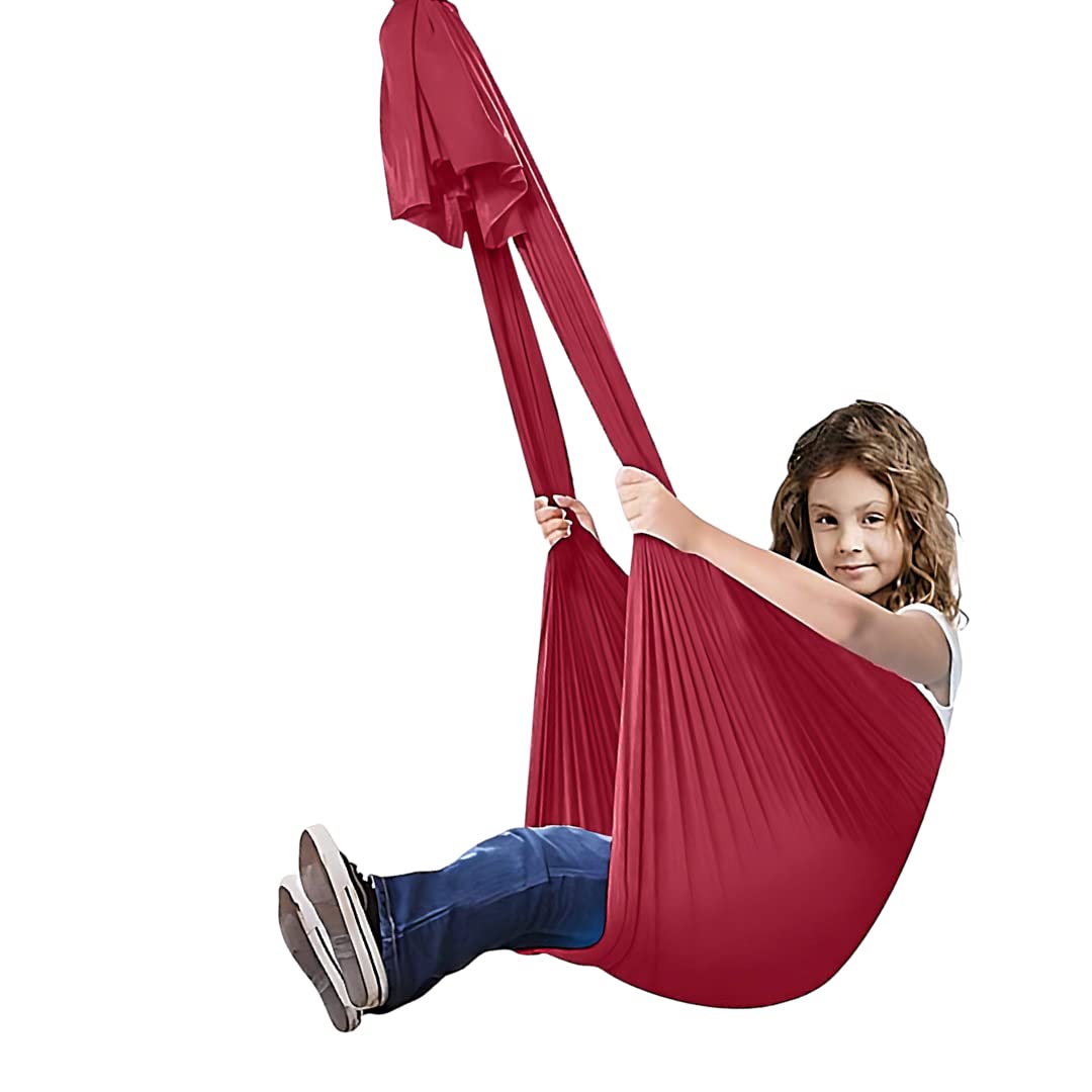 Sensory Compression Swing - A Therapeutic and Calming Solution for Sensory Processing Disorder - Perfect for Kids with Autism and ADHD (Red)