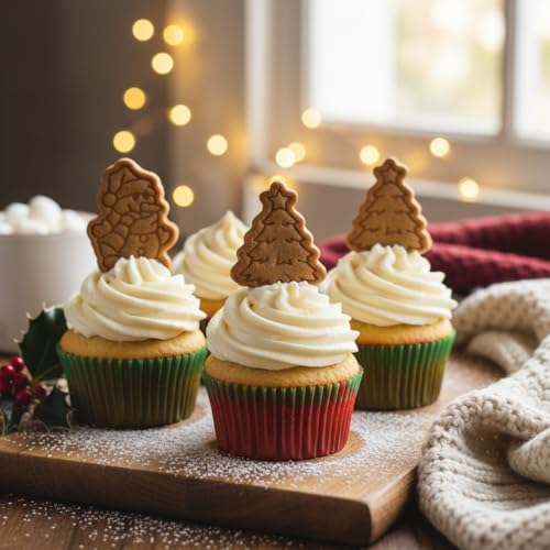 BAKERLOGY Snow Much Joy – Mini Christmas Tree & Snowman Cookie Cutter and Stamp Set (2\") – Holiday Fondant Embossers for Festive Cookies, Cupcakes and Edible Crafts