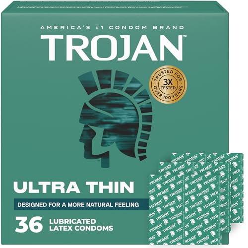TROJAN Ultra Thin Condoms for Sensitivity, Lubricated TROJAN Condoms for Men, 36 Count Value Pack