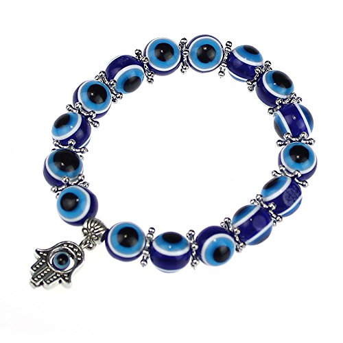 Evil Eye Bracelet with Dark Blue Glass Eye & 1 Dangling Dark Blue Glass Eye #820