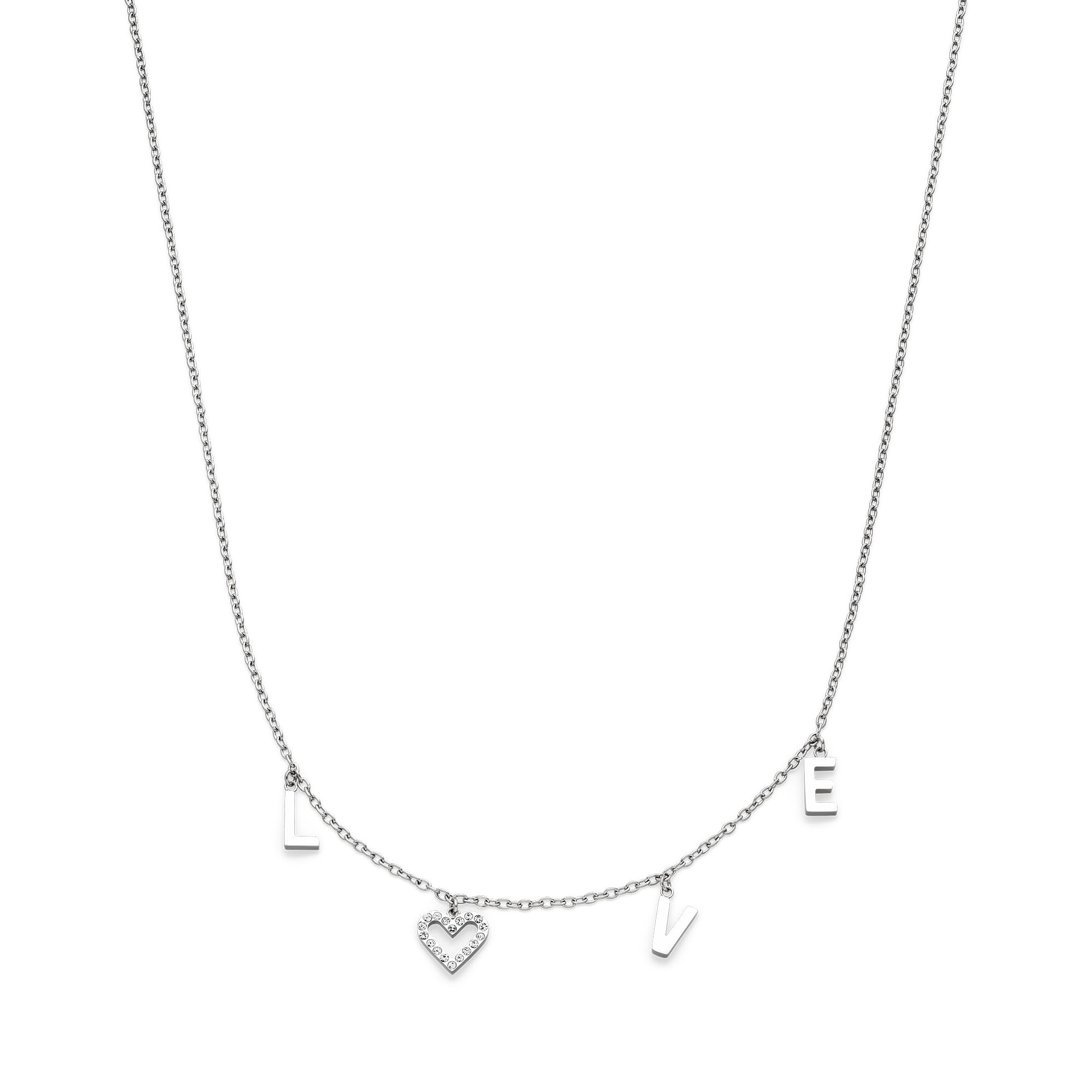 s.Oliver Necklace, elegant necklace made of polished stainless steel, silver, rolo chain, 47 cm, waterproof and skin-friendly