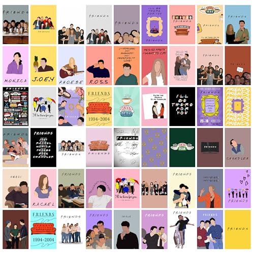 Image of Pack of 54 Friends Wall Collage Kit Posters - 4 x 6 Inches Posters for Wall Decoration - Wall Art For Bedroom, Office, Living room, Dorm room - Glue Dots Included