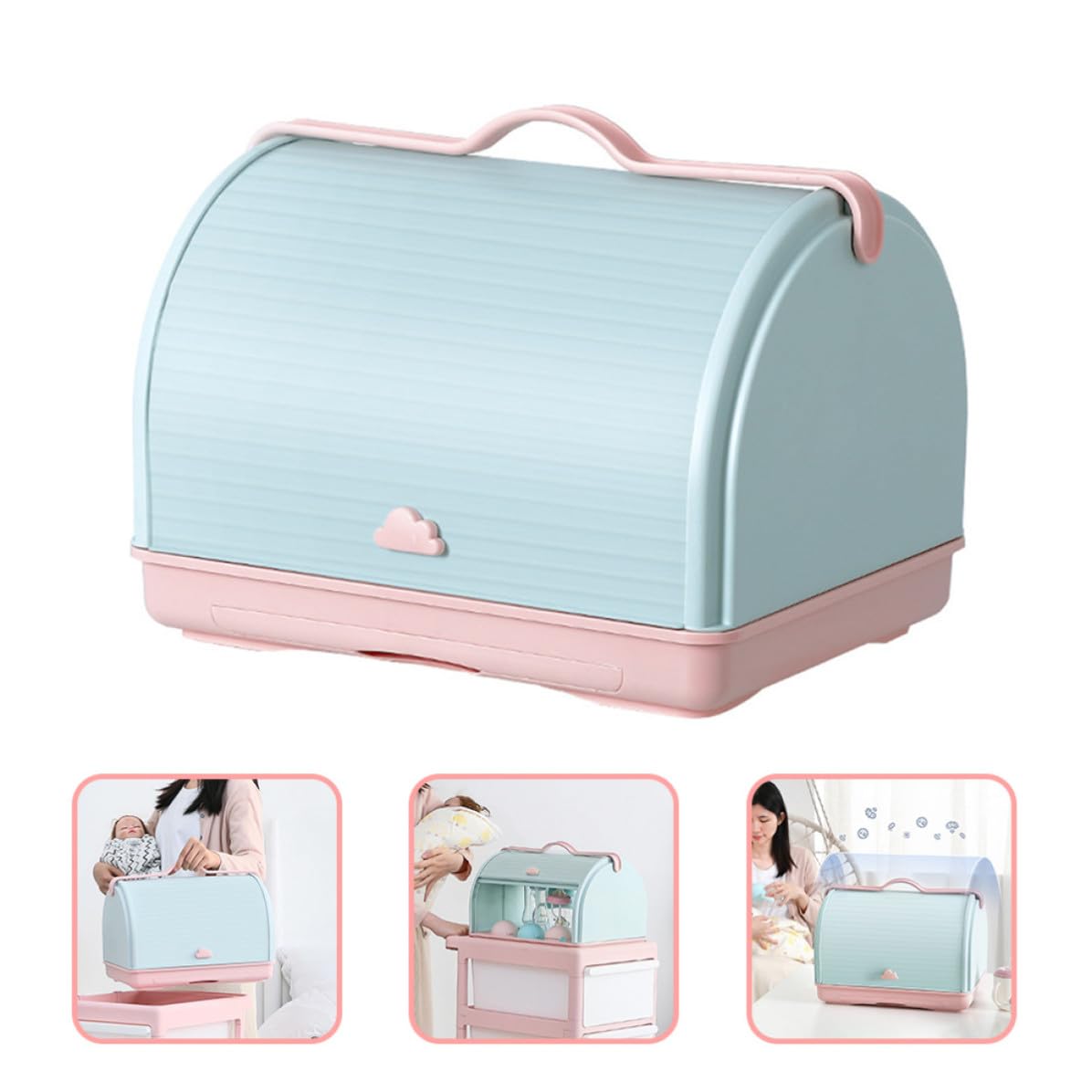 ABOOFAN Boîte de Rangement Organisateur de Vaisselle pour Biberons en Plastique Couvercle et Plateau Égouttoir pour Bébé la Cuisine