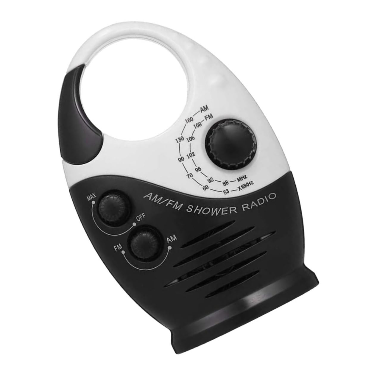 BESPORTBLE Radio Portátil Am/FM con Altavoz Ligero y Batería Recargable, Asa de Gancho para Ducha y Uso en Exteriores o Mesitas de Noche
