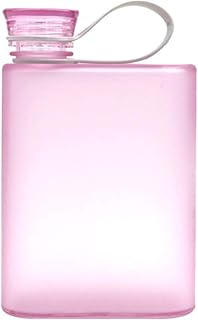 HanDuo Botella de agua, libro transparente, almohadilla de papel portátil, botella de agua, vaso plano, hervidor de agua, botellas de agua potable (color: rosa)
