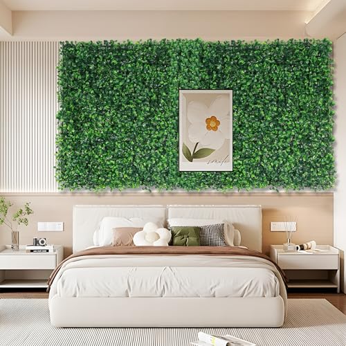 Tinsow 12 Pack 20x20 Inch Artificial Boxwood Hedge Panels UV Resistant Privacy Screen Topiary Decor All Weather Indoor Outdoor Garden Fence Backyard