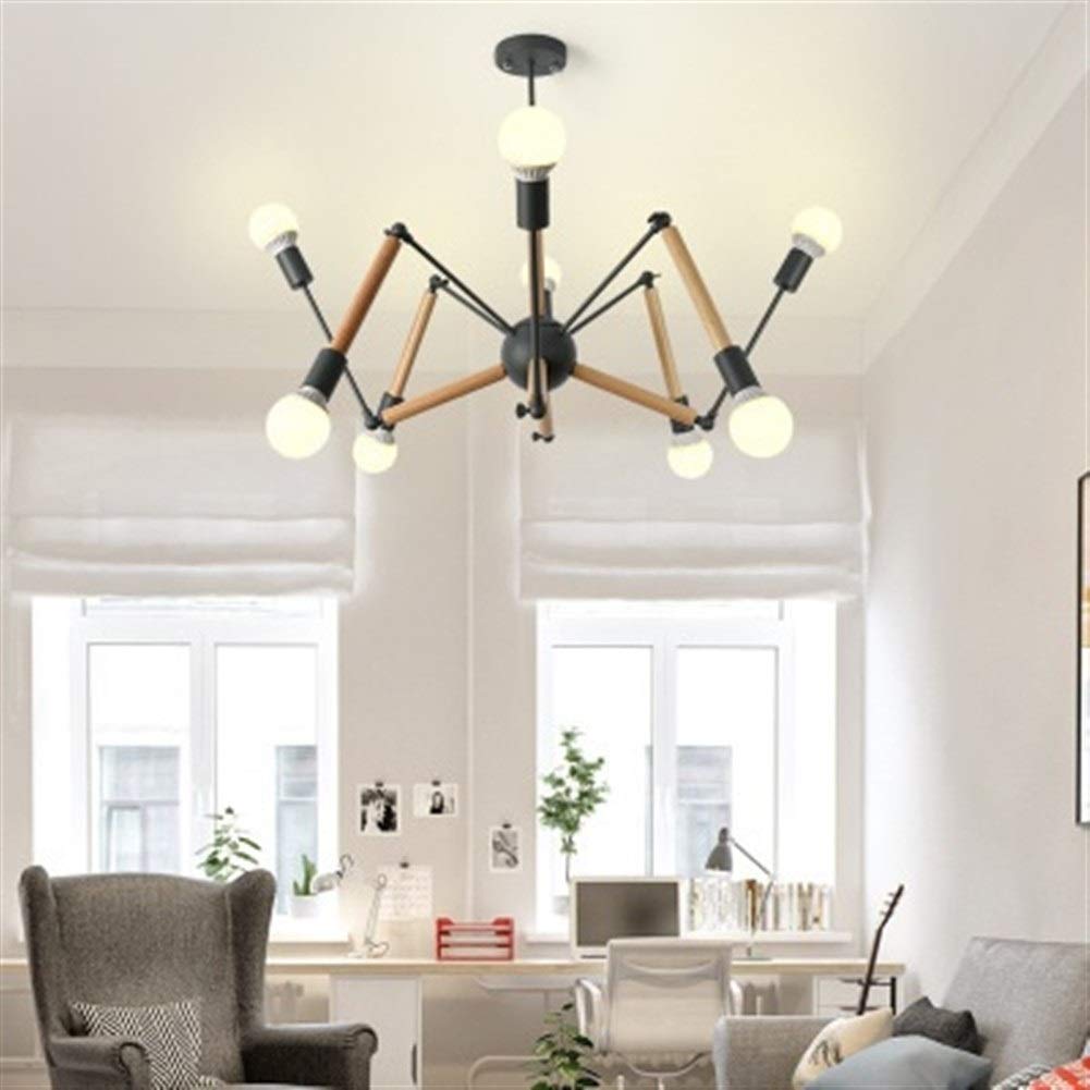 VULDO Spider Chandelier Multicolor Modern Chandelier Adjustable Nordic Retro Living Room Attic Kitchen Wood Lamp,220V(Excluding Bulbs) For Bedroom, Living Room, Office