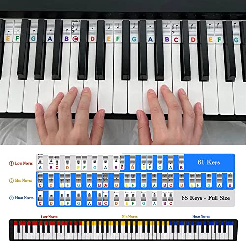 Removable Piano Keyboard Note Labels,Piano Key Notes Guide Overlay For Beginners And Kids Learning Piano, 88-Keys Full Size,No Need Stickers&Reusable Silicone #TOP3