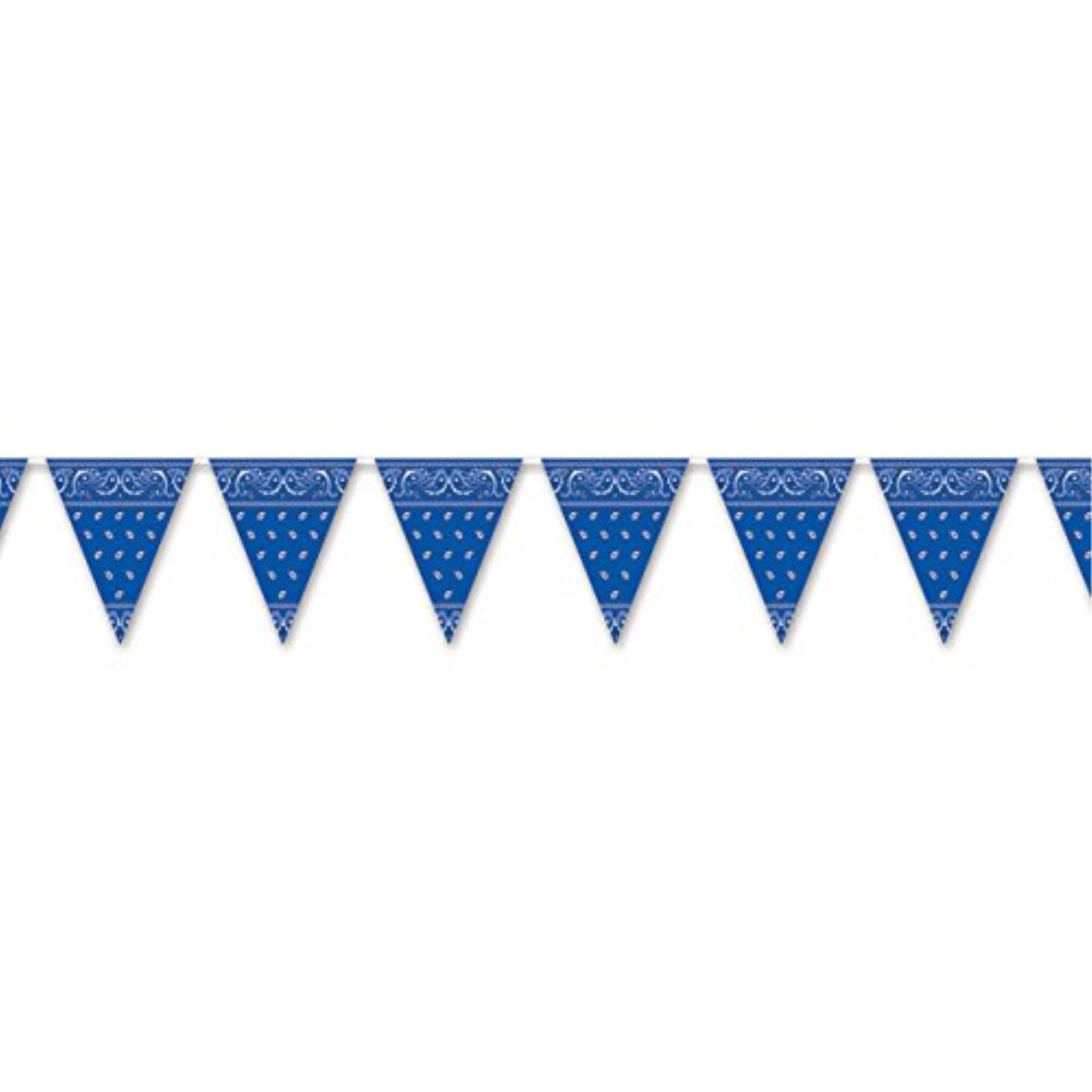Bandana léopard bleu guirlande de fanions 28x365 cm pour décoration