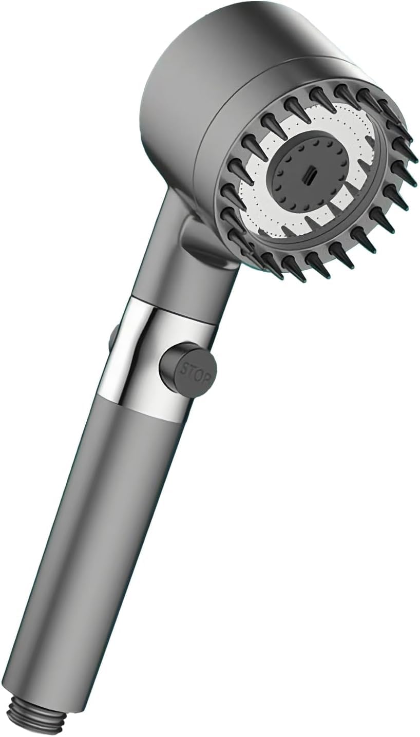 Homesbrand High Pressure 3-Mode Handheld Shower Head - Adjustable Spa Showerhead with Powerful Rainfall Spray(Grey)