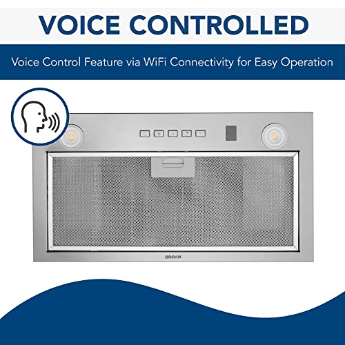 Image of Broan-NuTone PM400SSV 21-inch Custom Cabinet Built-In 4-Speed Power Pack Insert with Voice Control, LED Lighting, and 450 Max Blower CFM, Stainless Steel