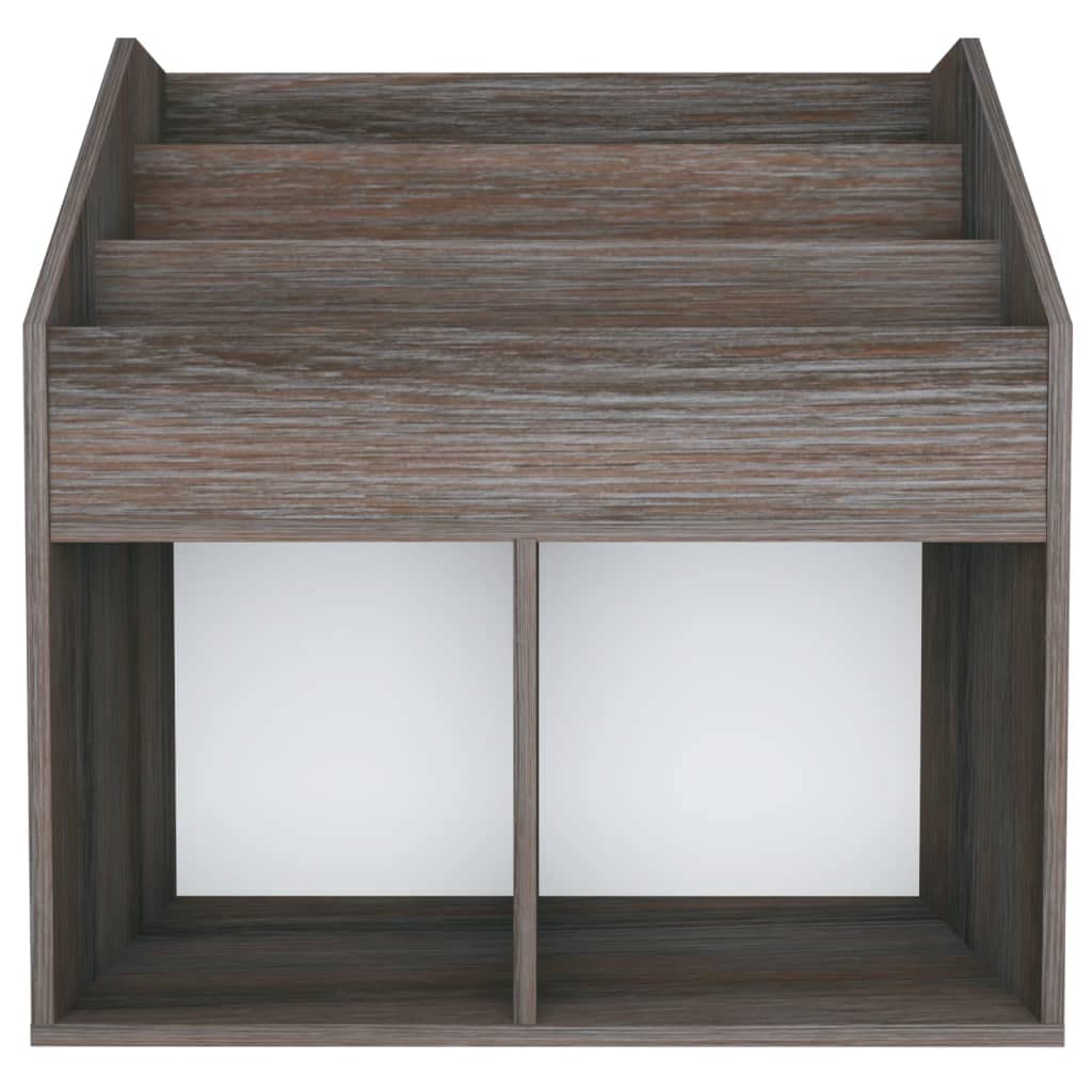 Portariviste Bambino Grigio, Legno d'Ingegneria, 3 Scomparti | Organizer per riviste durevole, 2 scomparti aperti, facile da pulire, organizer per libri per camera da letto