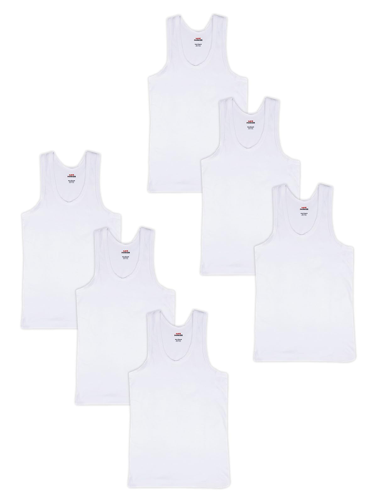 LUX PARKER Boy's Regular Fit Plain Vest | 100% Cotton| Skin Friendly | U- Neck | Lightweight | Pack of 6-image-22