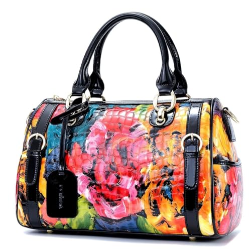 FEIMINA Genuine Leather Shoulder Bags Purses and Handbags for Women Satchel Designer Cross Body Hobo Medium Size Tote(doodle)