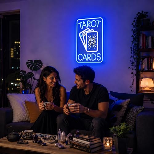 Image of Blue Neon Sign Led Neon Lights Signs for Wall Decor USB Powered Led Signs for Room Decoration-Tarot Cards