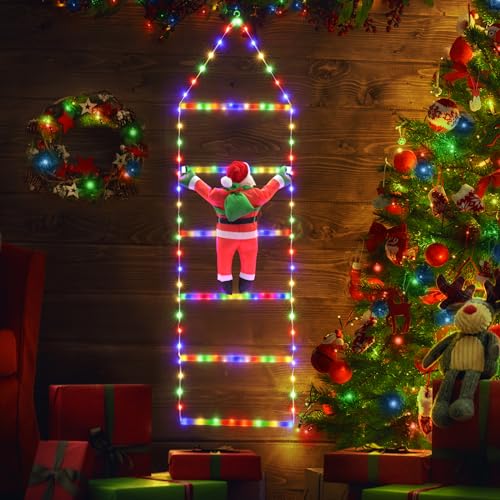 iShabao 1M Leiter Lichterkette mit Weihnachtsmann - 132 LED...