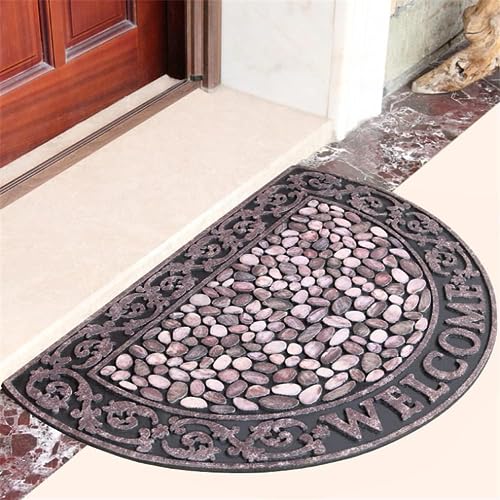 玄関 泥落とし 屋外屋外ラバーマット ドア 半円 泥落としタイプ おしゃれ 高級 インテリア 洗える 滑り止め ゴム加工品 室内 玄関まっと 抗菌防臭 耐磨耗性 エントランスマット 半円形 88x58cm (C)