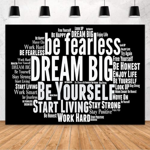 Toile de fond photo MEHOFOND mots de motivation tapisserie noir et blanc