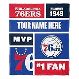 NORTHWEST NBA Philadelphia 76ers Personalized Silk Touch Sherpa Throw Blanket, 50" x 60", Colorblock
