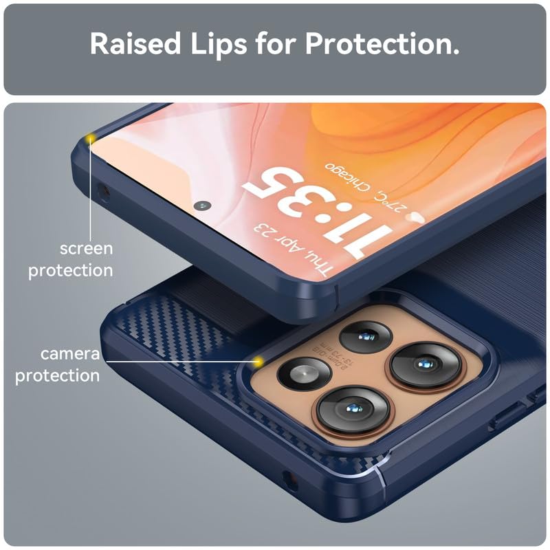 Image of Hybrid Carbon Fiber Back Case for Moto Edge 50 (Blue)