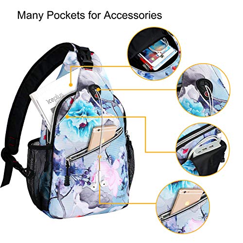 MOSISO Sling Backpack,Travel Hiking Daypack Pattern Rope Crossbody Shoulder Bag, Ink-wash Painting - Image 3