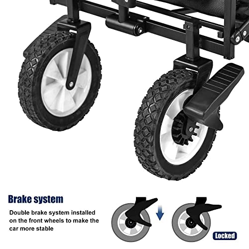 CRBUDY Trolleys, zusammenklappbarer Wagen, tragbarer G-Arden-Wagen mit 4 Rädern, abnehmbarem Baldachin, G-Arden-Wagen, Ziehwagen, Handwagen – Bild 3