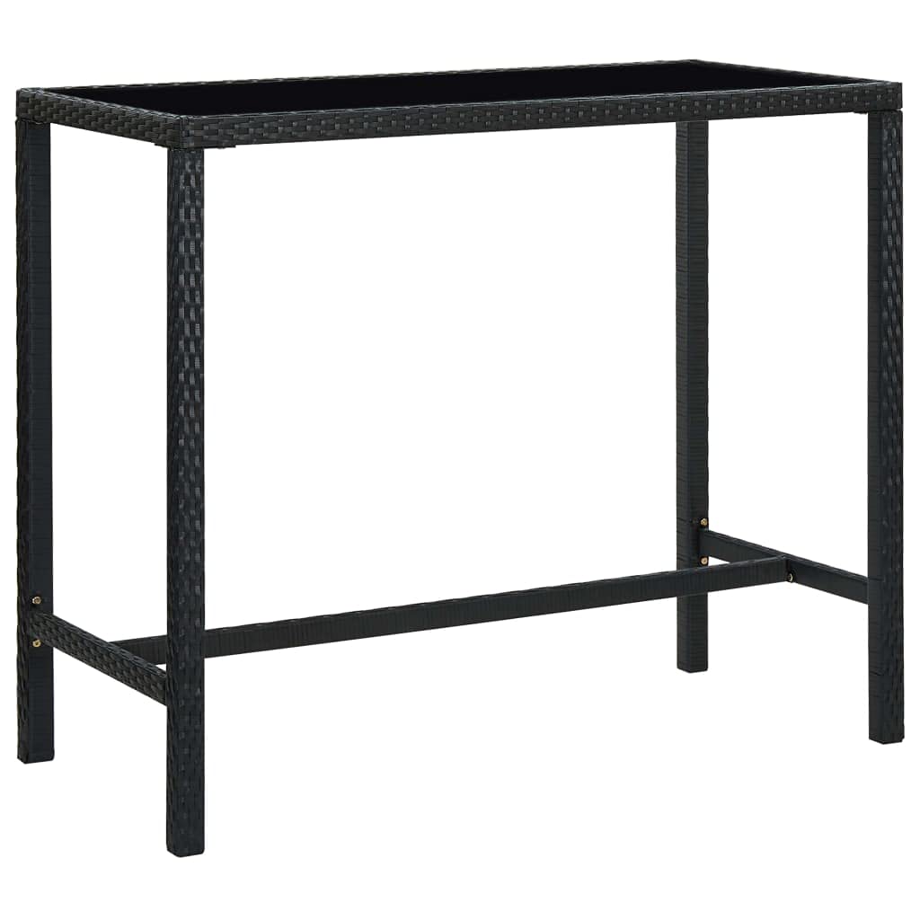 Juego de Muebles de Jardín 7 Piezas con Cojines Ratán PE Negro Conjunto de Bar de Terraza Resistente al Agua Mesa de Patio 130x60x110 cm Estructura de Acero Taburete de Bar