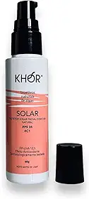 KHOR Protetor Solar Facial com Cor FPS 35 | Proteção UVA, UVB, Luz Azul e Antioxidante | Filtro 100% Mineral, Natural e Vegano | Tom C1 Médio Claro | 60g