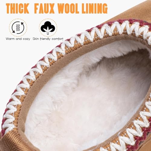 FITORY Womens Platform Slippers, Suede Ankle Boots with Fleece-lined for Indoor Outdoors Size 6-114