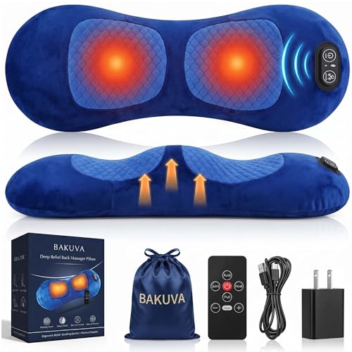 2026 Upgraded 4 in 1 Electric Lumbar Support Massager Pillow with Remote Control Triple Fusion Back Massager with Stretching Vibration And Heat for Lower Back Pain Relief for Office Bed Car Sofa