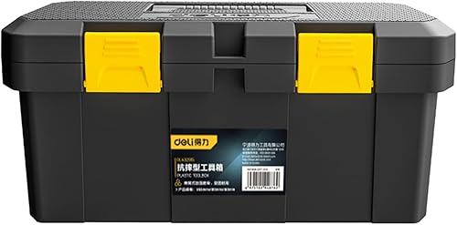 Miniatura 1 de Deli Caja de herramientas de plástico, caja de herramientas resistente de 15 pulgadas, organizador de caja de herramientas pequeña con asa, estuche