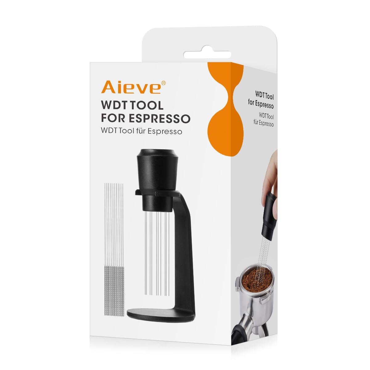 Aieve WDT Tool Espresso, Distribution Tool Espresso Machine Accessories with 10 Extra 0.4mm Needles Replacement (Ease of Use in 2 Ways Installtion)