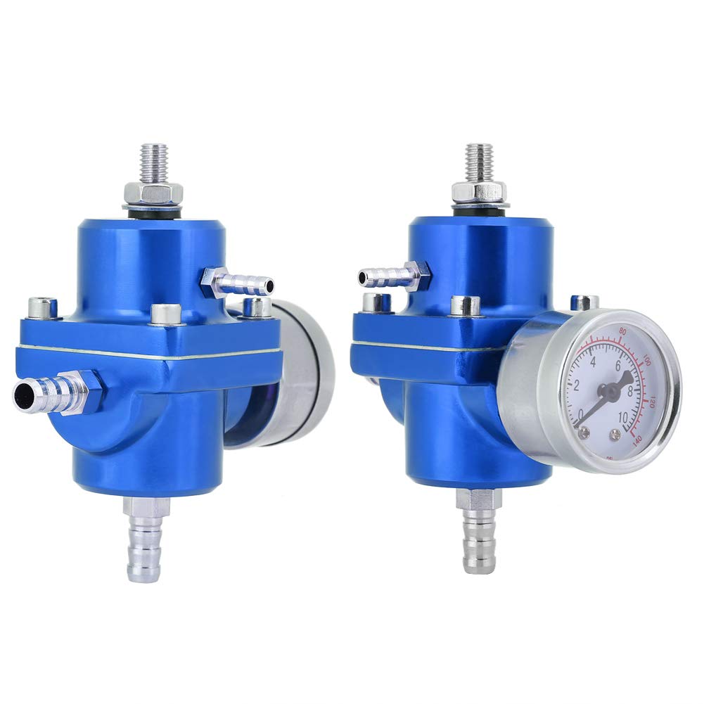 Regolatore universale di pressione del carburante in alluminio con manometro, kit regolatore di pressione del carburante regolabile da 0 a 140 PSI, include tubo e raccordi per la (Blu)