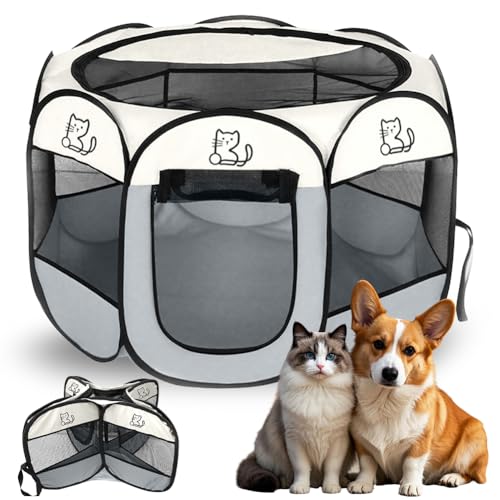 FARYODI Parc pliable pour chiots, boîte pour chien, 74x74x43 cm Parc pour animaux de compagnie, enclos pour chats, enclos pour petits animaux pour la maison,...